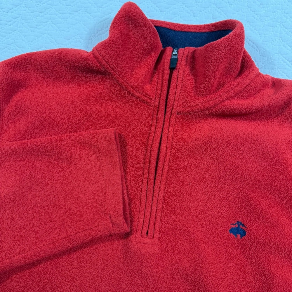 Brooks Brothers Fleece Pullover‎ Mens M Red Quarter Zip Golden Fleece Logo EUC